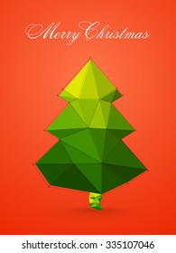 Flyer, Banner or Pamphlet with creative origami Xmas Tree for Merry Christmas celebration.