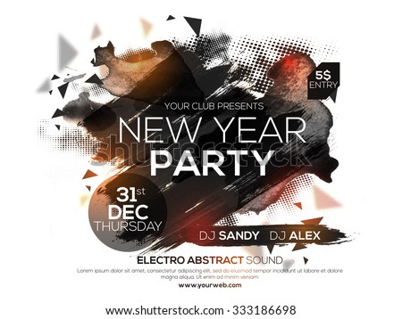 Flyer, Banner or Poster for 2016 New Year's Eve Party celebration.