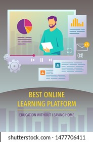 Flyer, Banner, Poster, Brochure Design For Distance Education, Online Courses And Training, Webinar And E-learning. Vector Illustration In A Flat Style.