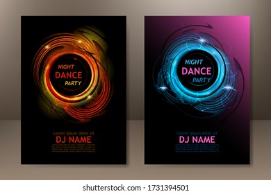 Flyer, banner, poster, invitation template design for disco dance music party night club