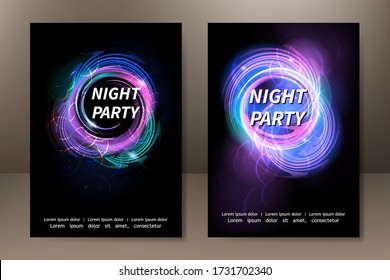 Flyer, banner, poster, invitation template design for disco dance music party night club