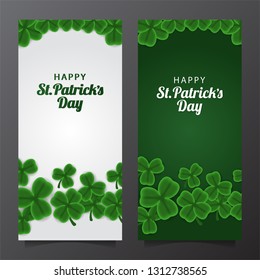 Flyer banner template of St. Patrick's day banner template with illustration of clover or shamrock leaf group
