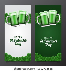 Flyer banner template of St. Patrick's day banner template with illustration of glass beer