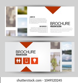 Flyer banner or web header template set. Vector illustration promotion design background. Red color.