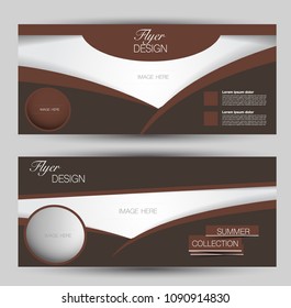 Flyer banner or web header template set. Vector illustration promotion design background. Brown color.