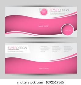 Flyer banner or web header template set. Vector illustration promotion design background. Pink color.