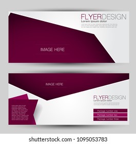 Flyer banner or web header template set. Vector illustration promotion design background. Red color.