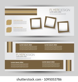 Flyer banner or web header template set. Vector illustration promotion design background. Brown color.