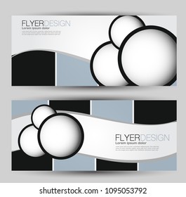 Flyer banner or web header template set. Vector illustration promotion design background. Black and grey color.