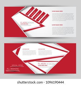 Flyer banner or web header template set. Vector illustration promotion design background. Red color.