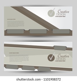 Flyer banner or web header template set. Vector illustration promotion design background. Brown color.