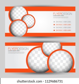 Flyer banner or web header template set. Vector illustration promotion design background. Orange color.