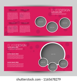 Flyer banner or web header template set. Vector illustration promotion design background. Pink color.