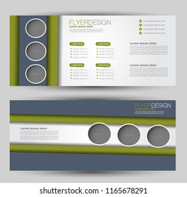 Flyer banner or web header template set. Vector illustration promotion design background. Green color.