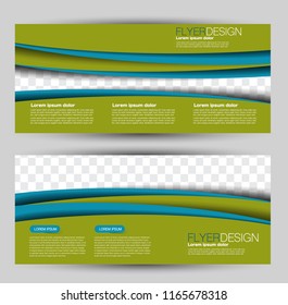 Flyer banner or web header template set. Vector illustration promotion design background. Blue and green color.