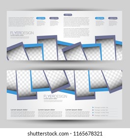 Flyer banner or web header template set. Vector illustration promotion design background. Blue color.