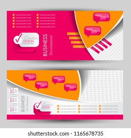 Flyer banner or web header template set. Vector illustration promotion design background. 