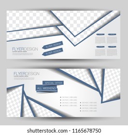 Flyer banner or web header template set. Vector illustration promotion design background. 