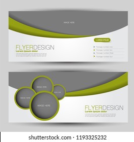 Flyer banner or web header template set. Vector illustration promotion design background. Green color.