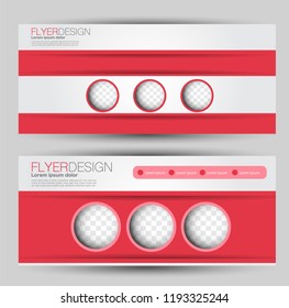 Flyer banner or web header template set. Vector illustration promotion design background. Red color.