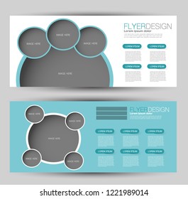 Flyer banner or web header template set. Vector illustration promotion design background. Blue color.