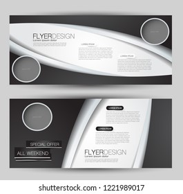 Flyer banner or web header template set. Vector illustration promotion design background. Black and white color.