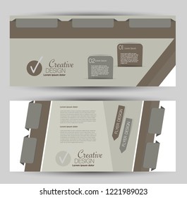 Flyer banner or web header template set. Vector illustration promotion design background. Brown color.