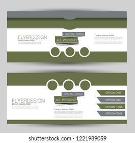 Flyer banner or web header template set. Vector illustration promotion design background. Green color.