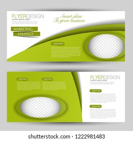 Flyer banner or web header template set. Vector illustration promotion design background. Green color.