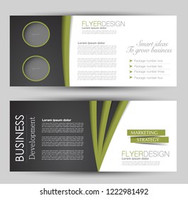 Flyer banner or web header template set. Vector illustration promotion design background. Black and green color.