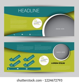 Flyer banner or web header template set. Vector illustration promotion design background. Green color.