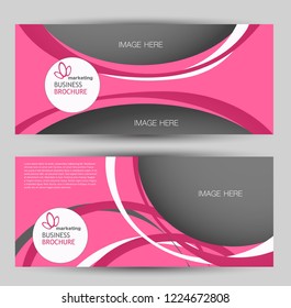 Flyer banner or web header template set. Vector illustration promotion design background. Pink color.