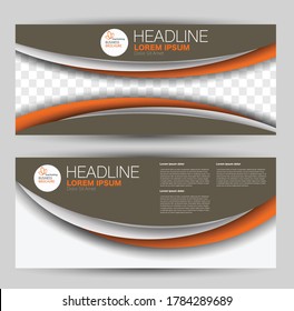 Banner de volante o conjunto de plantillas de encabezado web. Fondo de diseño de la promoción de la ilustración del vector. Color marrón y naranja.