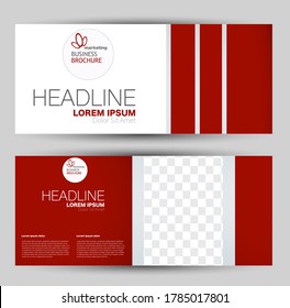 Flyer banner or web header template set. Vector illustration promotion design background. Red color.