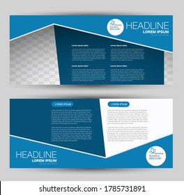 Flyer banner or web header template set. Vector illustration promotion design background. Blue color.