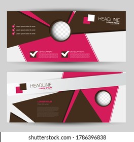 Banner de volante o conjunto de plantillas de encabezado web. Fondo de diseño de la promoción de la ilustración del vector. Color marrón y rosa.