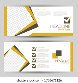 Flyer banner or web header template set. Vector illustration promotion design background. Yellow and brown color.