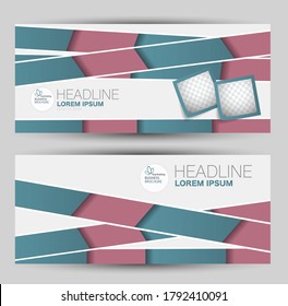 Flyer banner or web header template set. Vector illustration promotion design background. Red and green color.