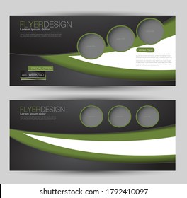 Banner de volante o conjunto de plantillas de encabezado web. Fondo de diseño de la promoción de la ilustración del vector. Color negro y verde.