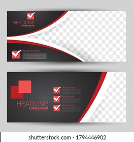 Fliegerbanner oder Web-Header-Template-Set. Design-Hintergrund für Vektorgrafik-Promotion. Rot und Schwarz.