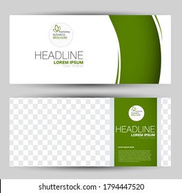 Flyer banner or web header template set. Vector illustration promotion design background. Green color.