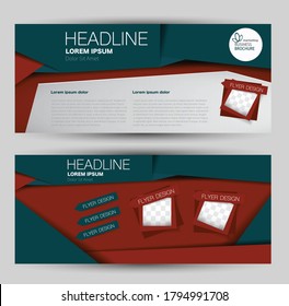 Flyer banner or web header template set. Vector illustration promotion design background. Red and green color.