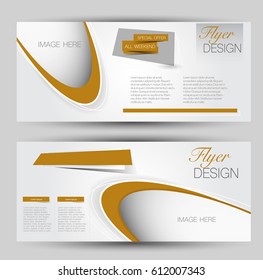 Flyer banner or web header template set. Vector illustration promotion design background. Brown color.