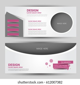 Flyer banner or web header template set. Vector illustration promotion design background. Pink color.