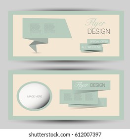 Flyer banner or web header template set. Vector illustration promotion design background. Green color.