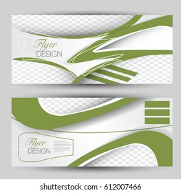 Flyer banner or web header template set. Vector illustration promotion design background. Green color.