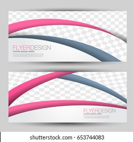 Flyer banner or web header template set. Vector illustration promotion design background. Pink and grey color.