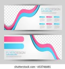 Flyer banner or web header template set. Vector illustration promotion design background. Pink and blue color.