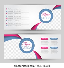Flyer banner or web header template set. Vector illustration promotion design background. Pink and blue color.