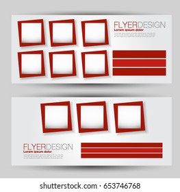 Flyer banner or web header template set. Vector illustration promotion design background. Red color.